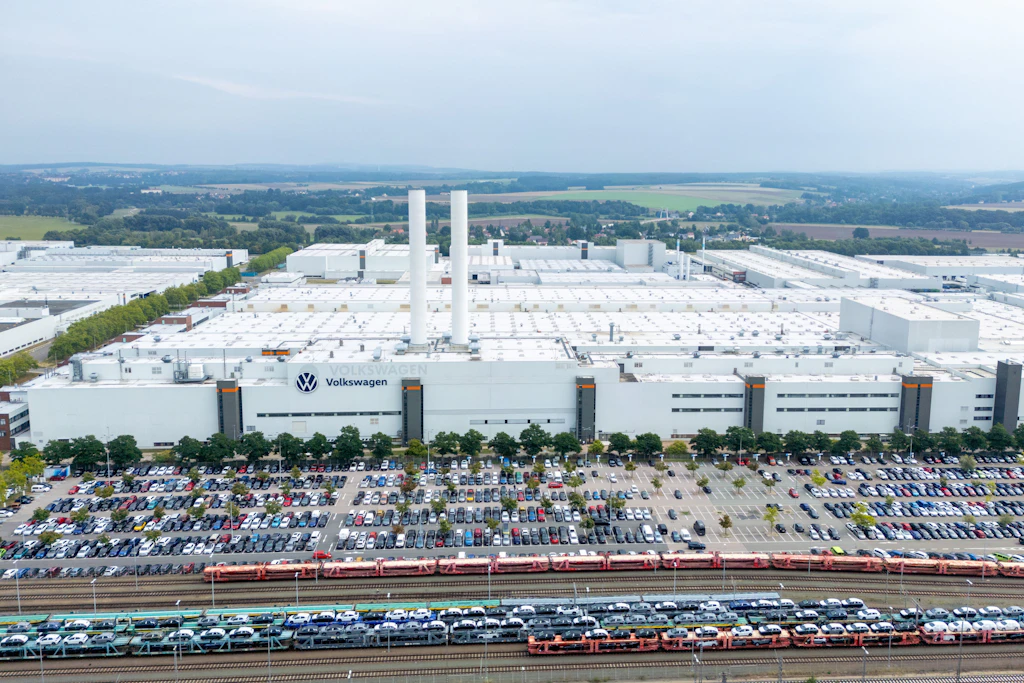 Blick auf das Volkswagenwerk Zwickau.