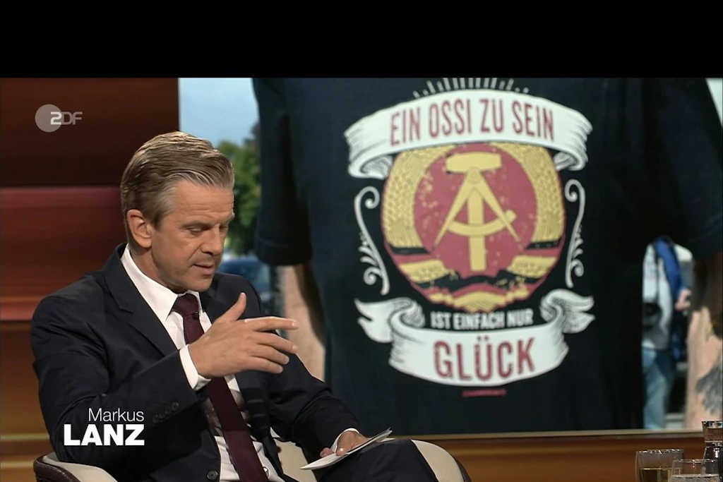 Lanz debattiert mit Dirk Oschmann und Reinhard Bingener über Ost und West (Screenshot).