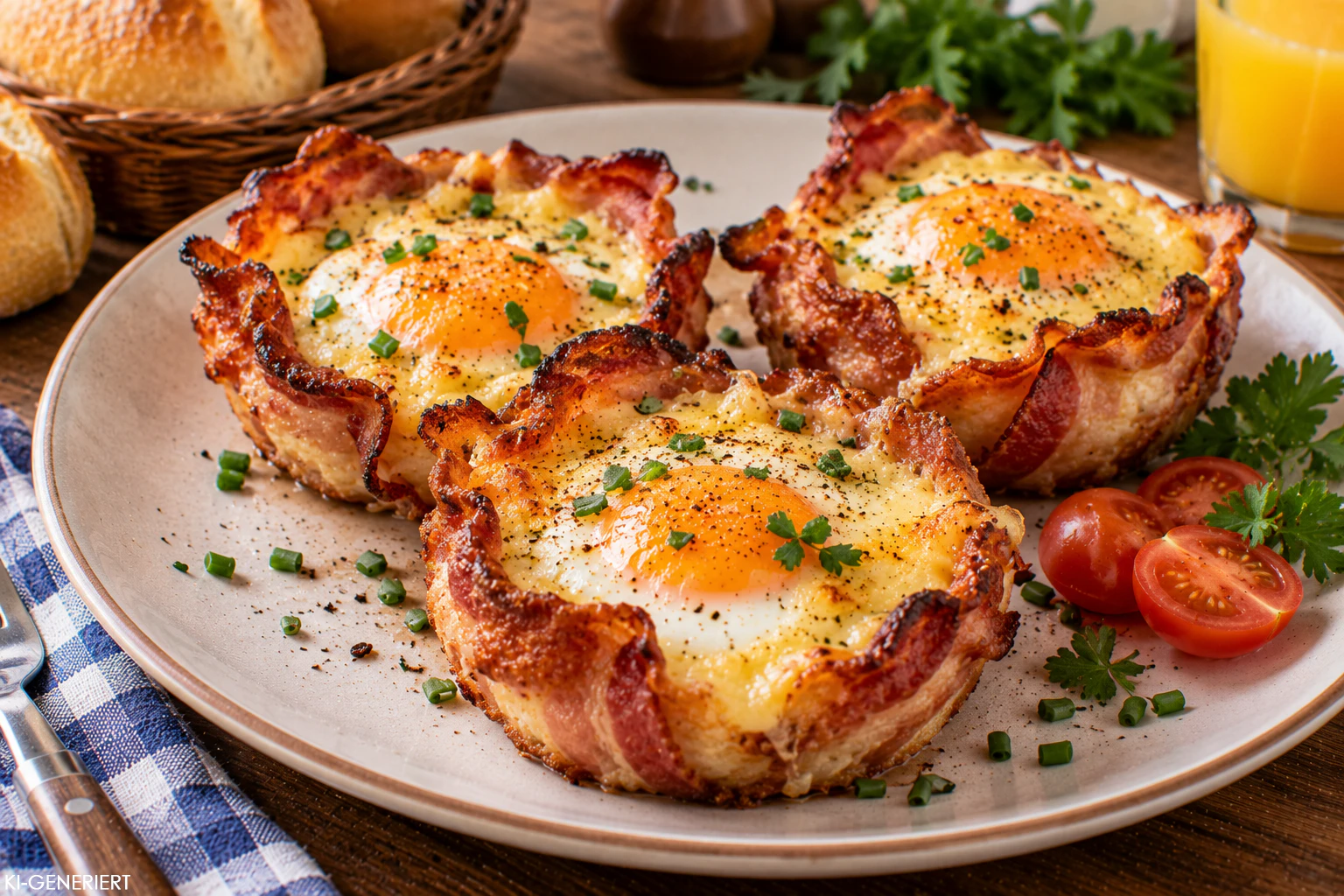Rezept für Eier aus dem Ofen: Das schnellste Frühstück mit Speck und Käse